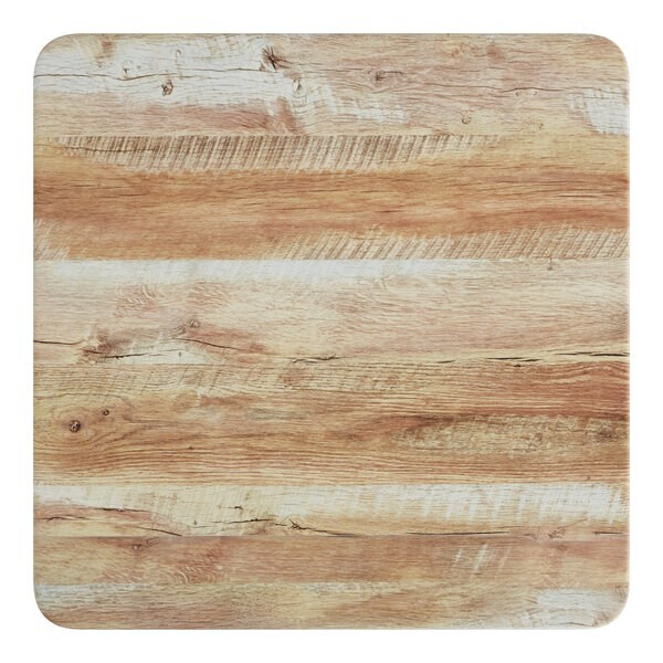 30'' Square Restaurant Table Top with Barnwood Laminate Top Finish