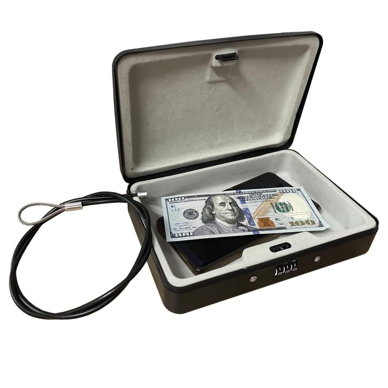 SEPOX® Water/Fire-Resistant Portable Security Case Lock Box 1pcs, Black