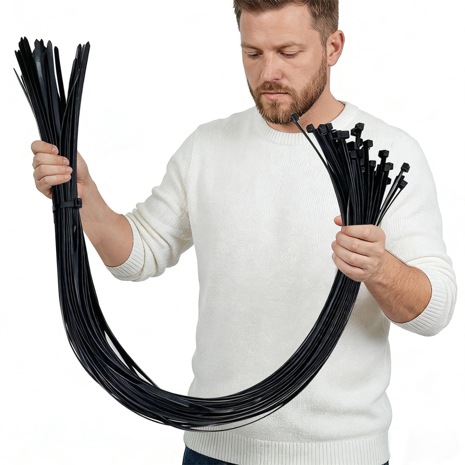 NORJIN 50 Pcs 48 Inch Extra Long Heavy Duty Zip Ties 175 lbs Self Locking UV