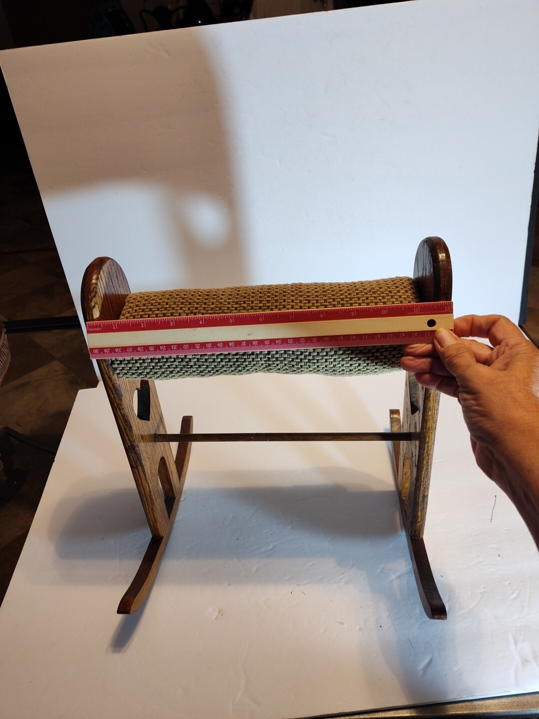 Rocking Wood Foot Stool Padded