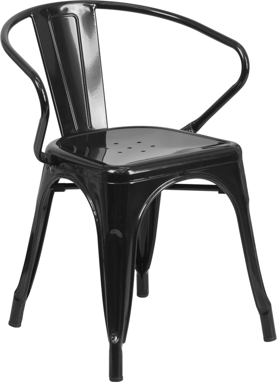 Industrial Style Black Metal Restaurant Chair - Outdoor Cafe Bistro Chair