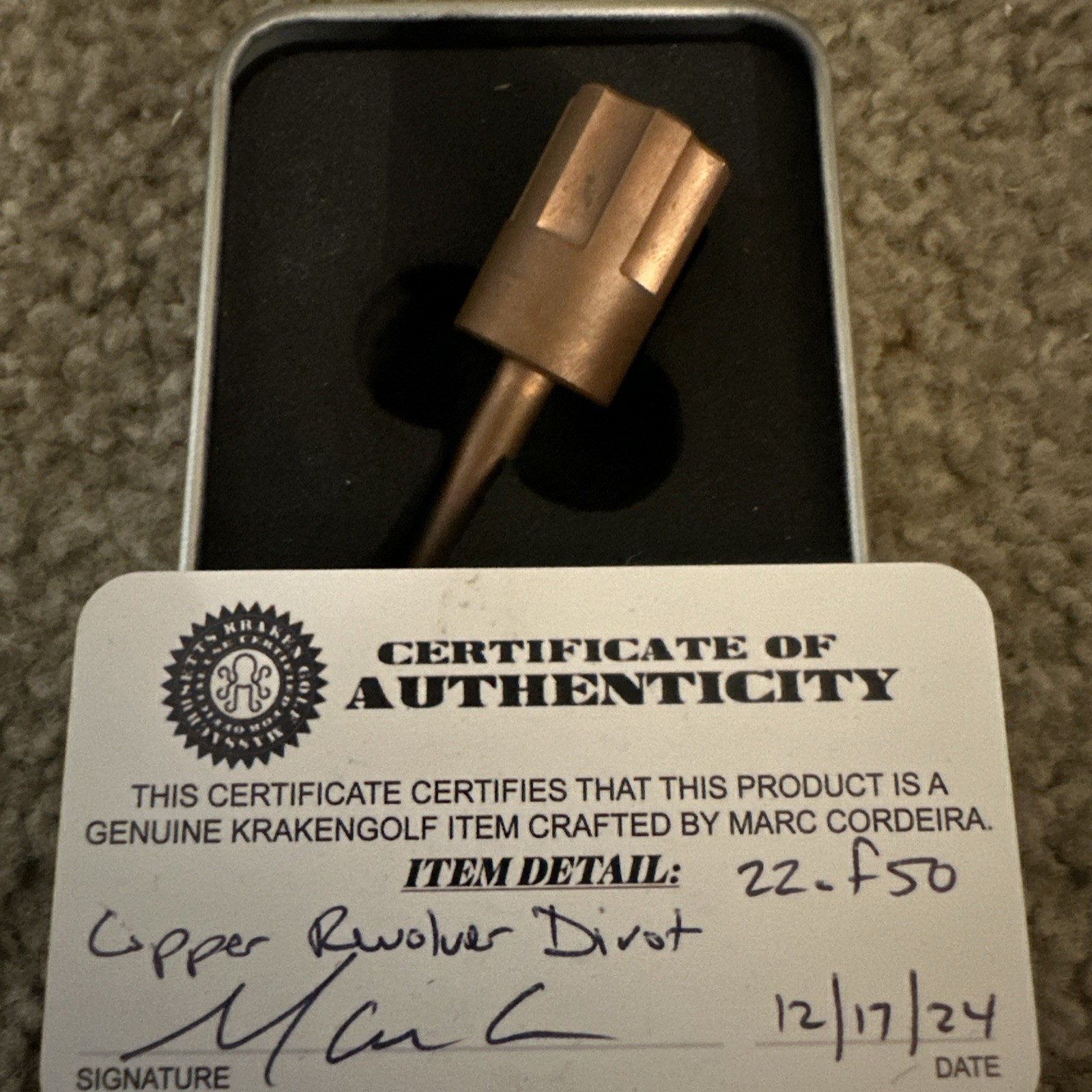 Krakengolf Divot Tool Revolver Copper First Run Limited