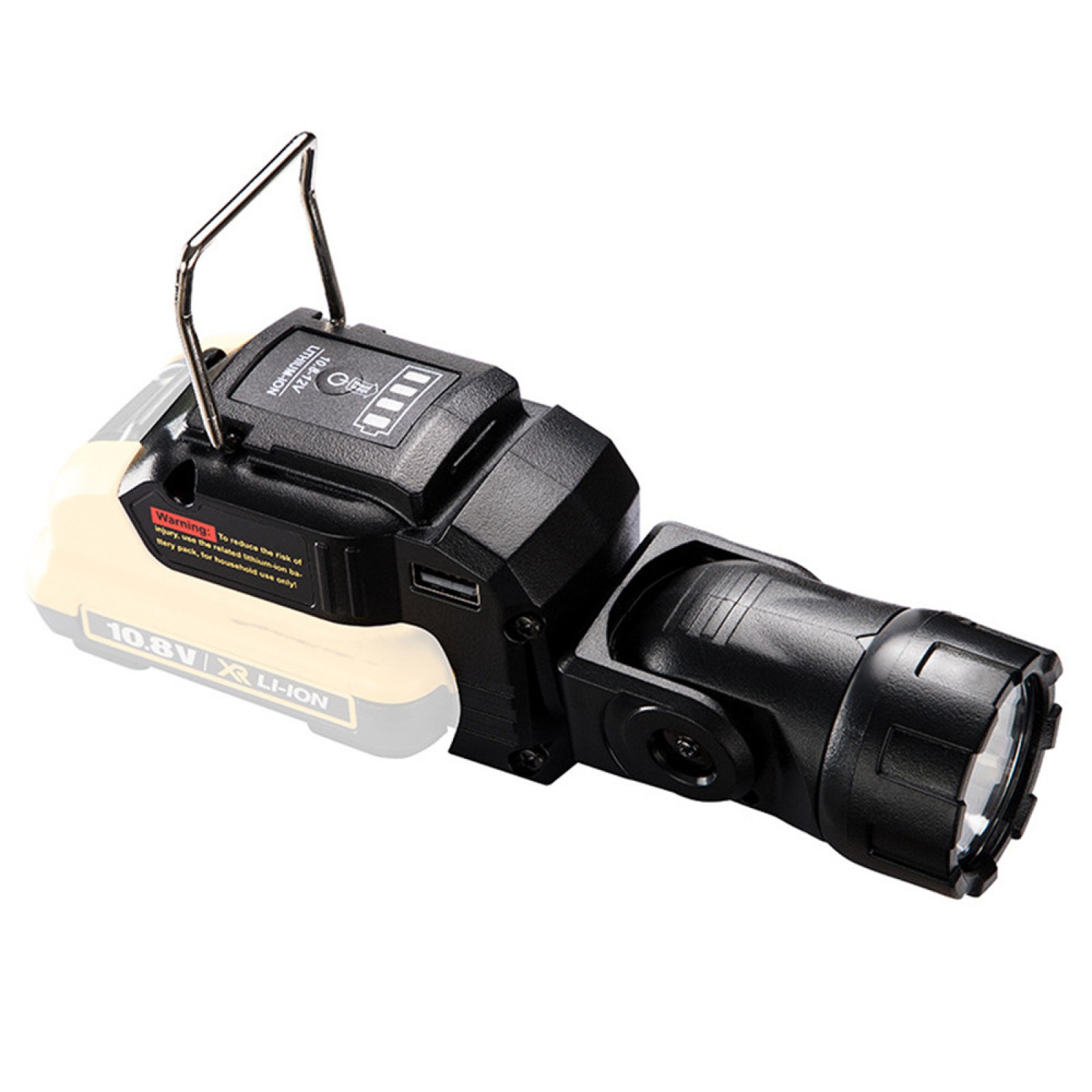 Handheld LED Work Light Flashlight Adapter For DeWalt 12V MAX Li-Ion Battery D