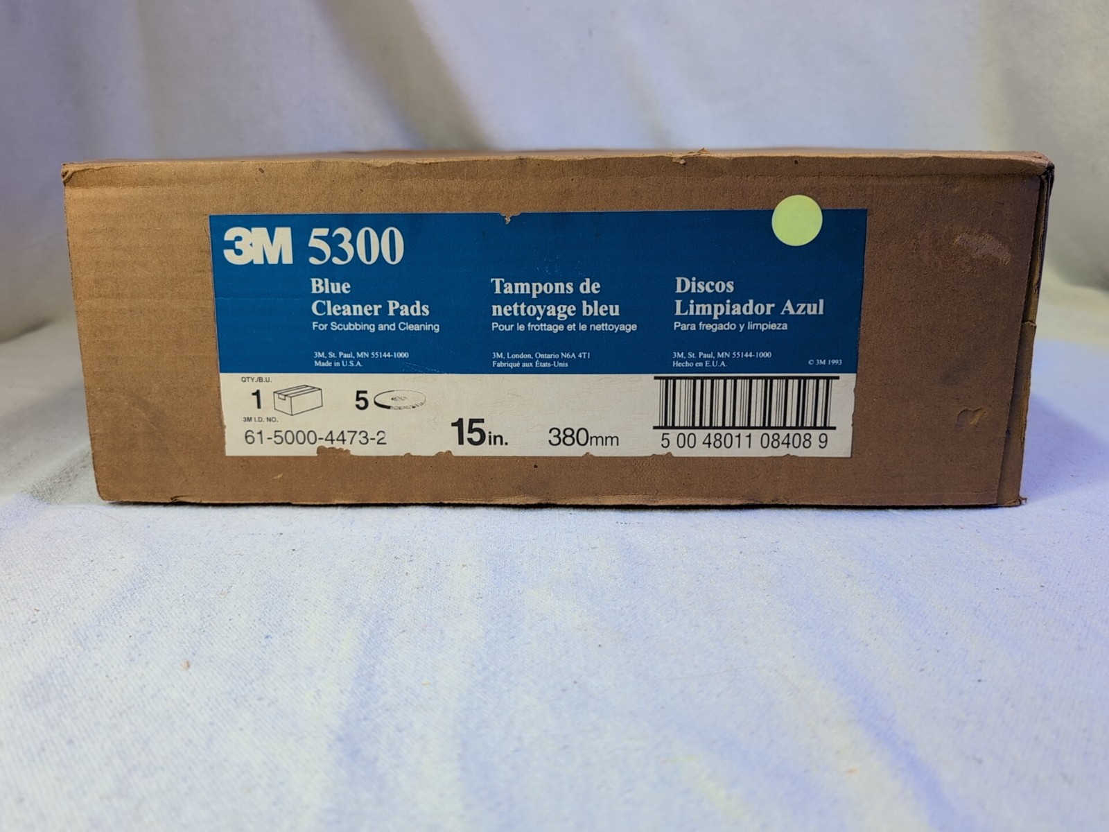 3M Cleaner Floor Pad 5300 15" Diameter Blue 5/Carton 08408