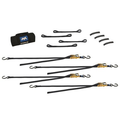 Macs Tie-Downs 510001, Kit Tie Down Strap Kit Four 1 x 6 ft Ratchet Straps Black