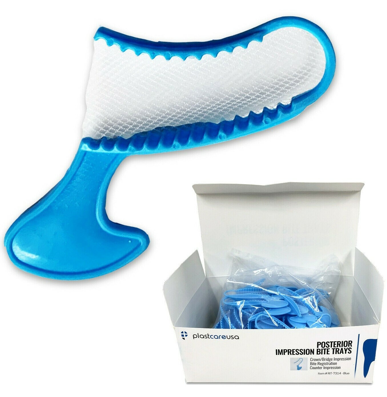 100 Posterior Impression Bite Trays Blue Bite Registration Dental Trays Box