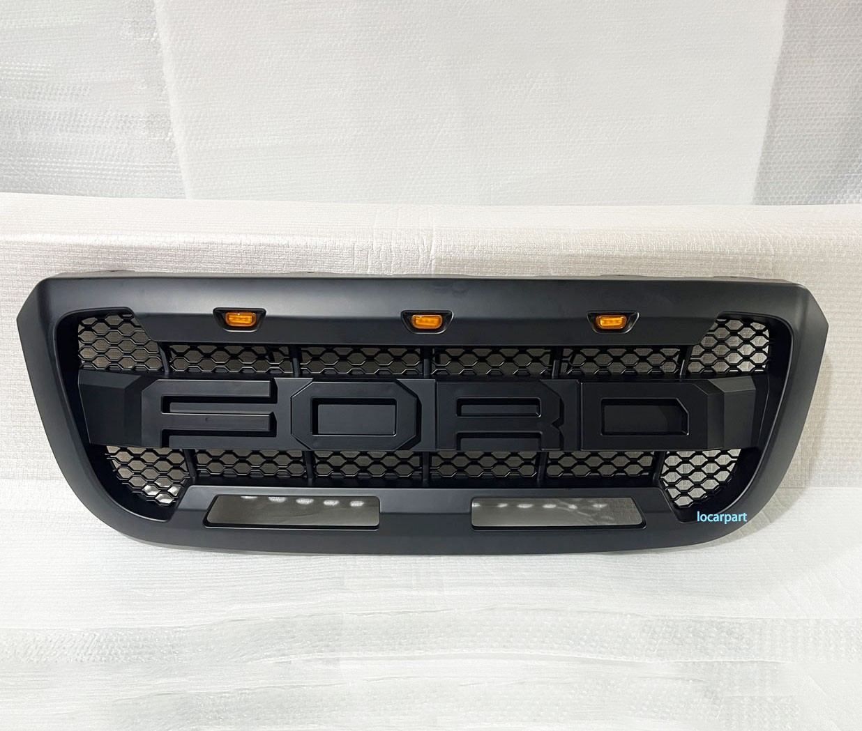 Upgrade Grille For Ford Ranger Grill 2004-2011 Front Grille w/Letter+LED Black