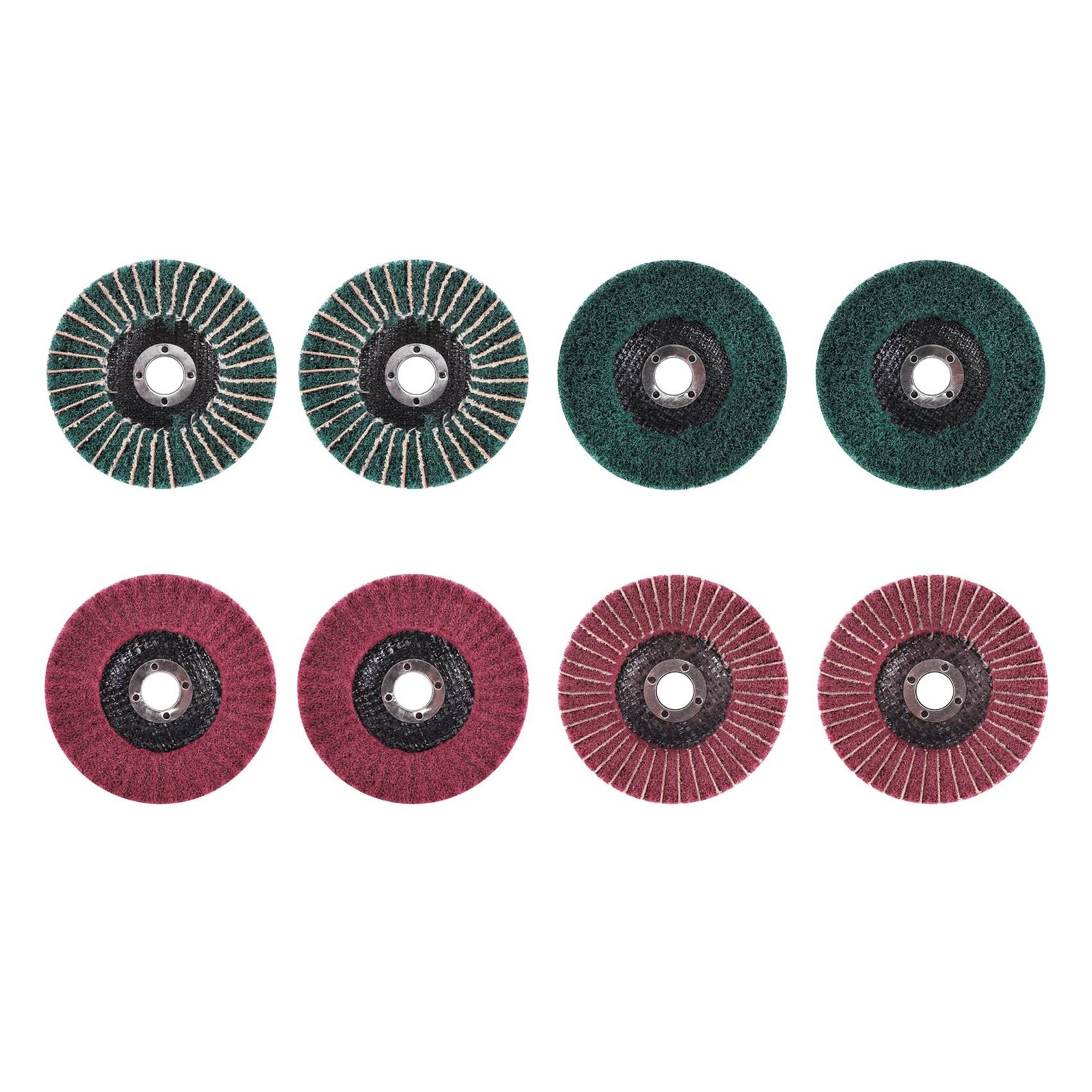 8PCS 4 Inch Red & Green Nylon Fiber Flap Discs Set Assorted Sanding7185