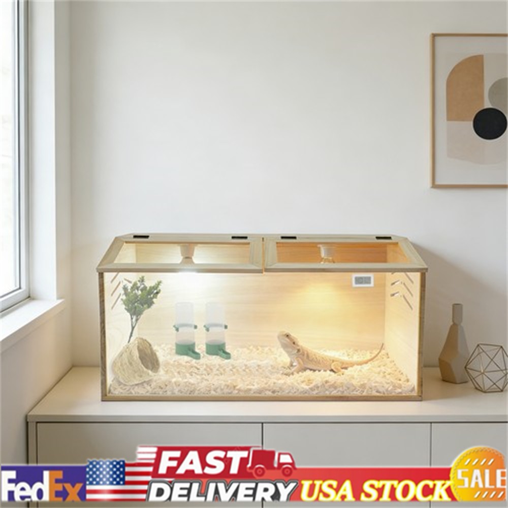 Wood Brooder Box Complete Chick Incubator Nest w/Heat Lamp Thermometer Reptile
