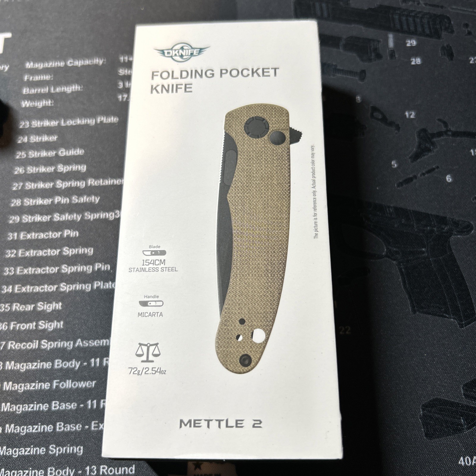 Olight OKNIFE Mettle 2 154CM 2.88" Blade, OD Green Micarta Handle