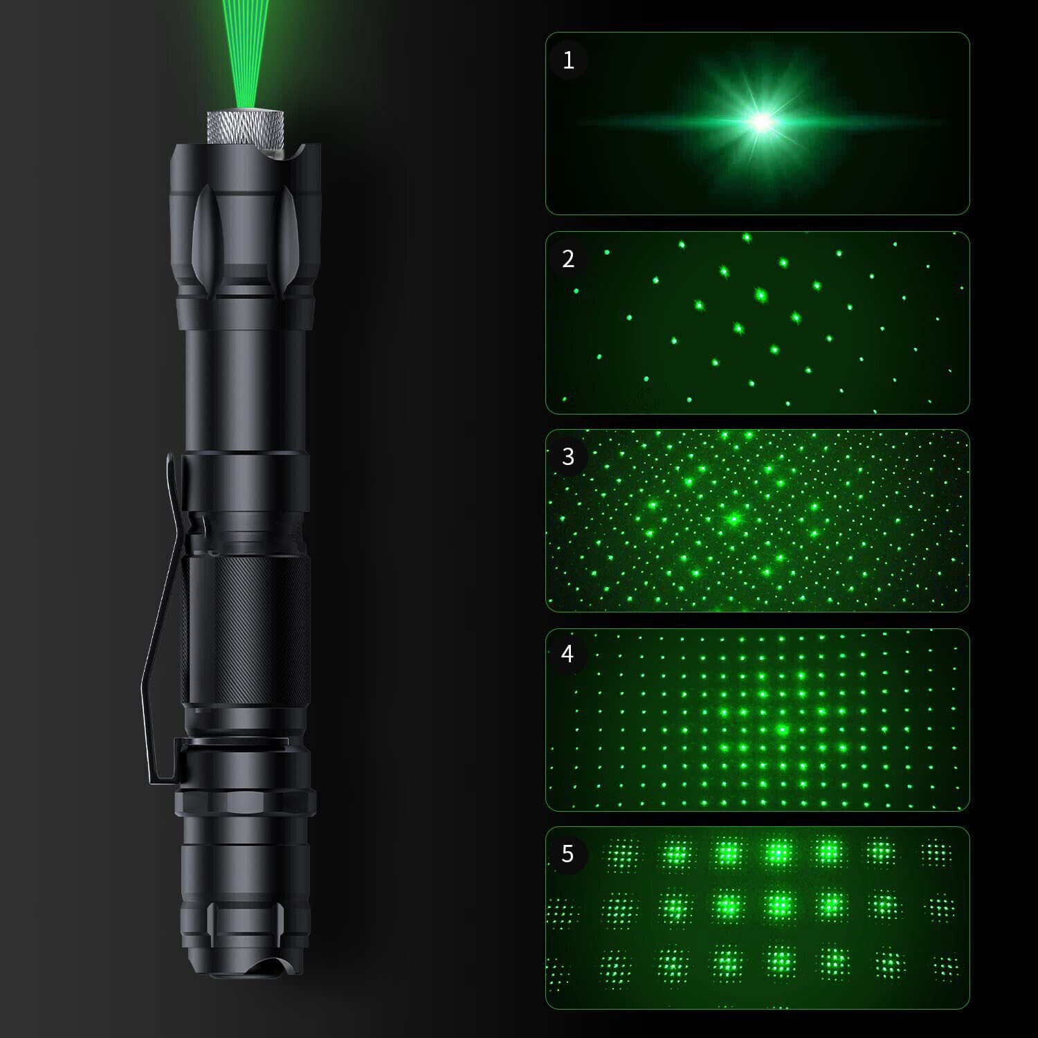 2PCS 6000Mile Green Laser Pointer Flashlight Visible Beam Light + Battery