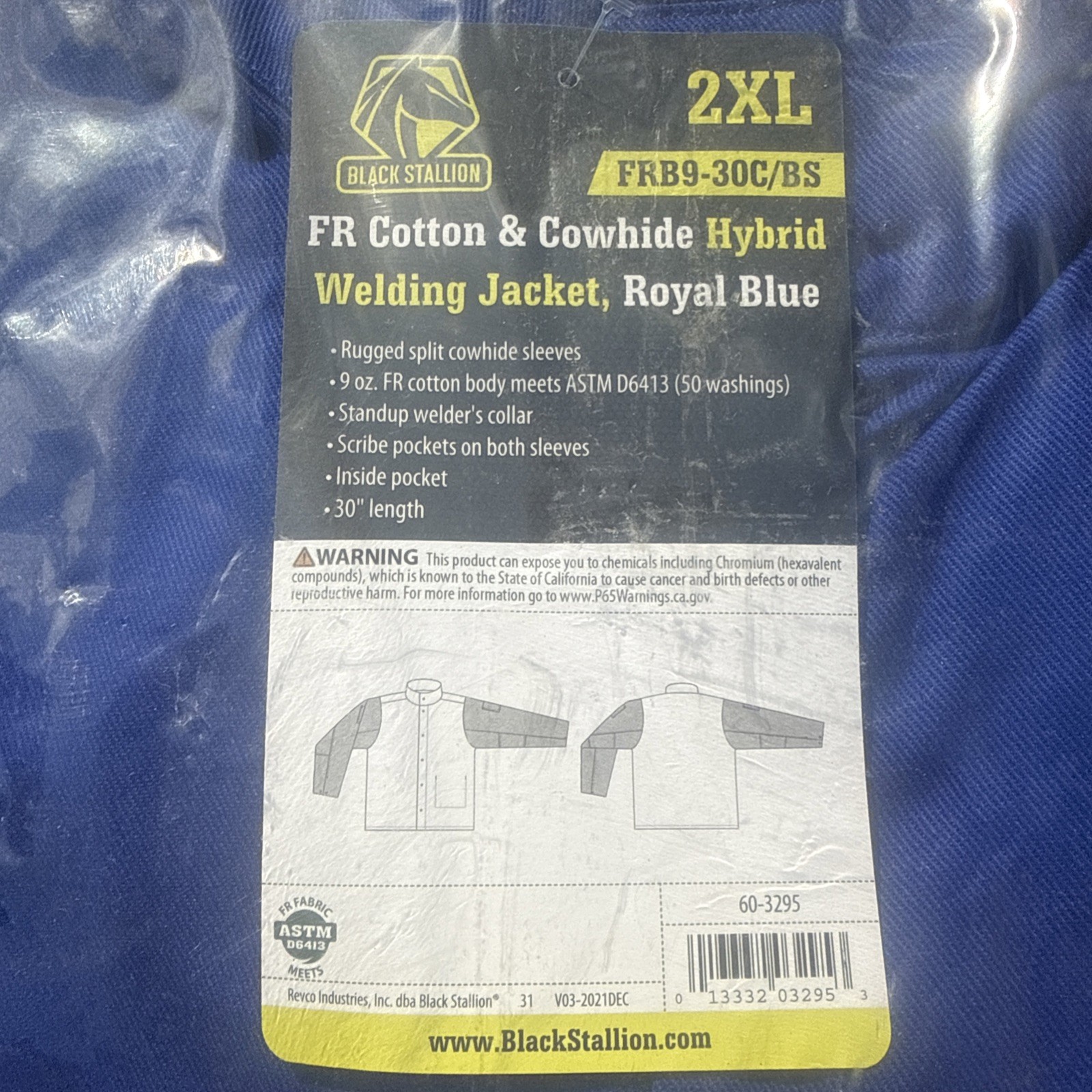 Black Stallion Royal Blue 9oz FR Hybrid Welding Jacket (2X-Large) (FRB9-30C/BS)