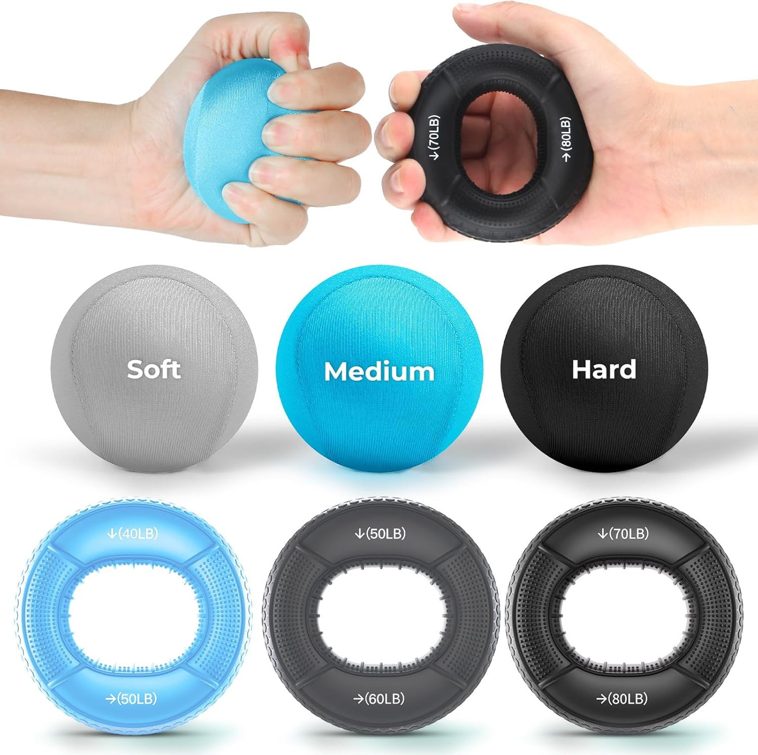 Hand Gripper Strengthener Set - Hand Grip Strengthener, Stress Balls for Adults,