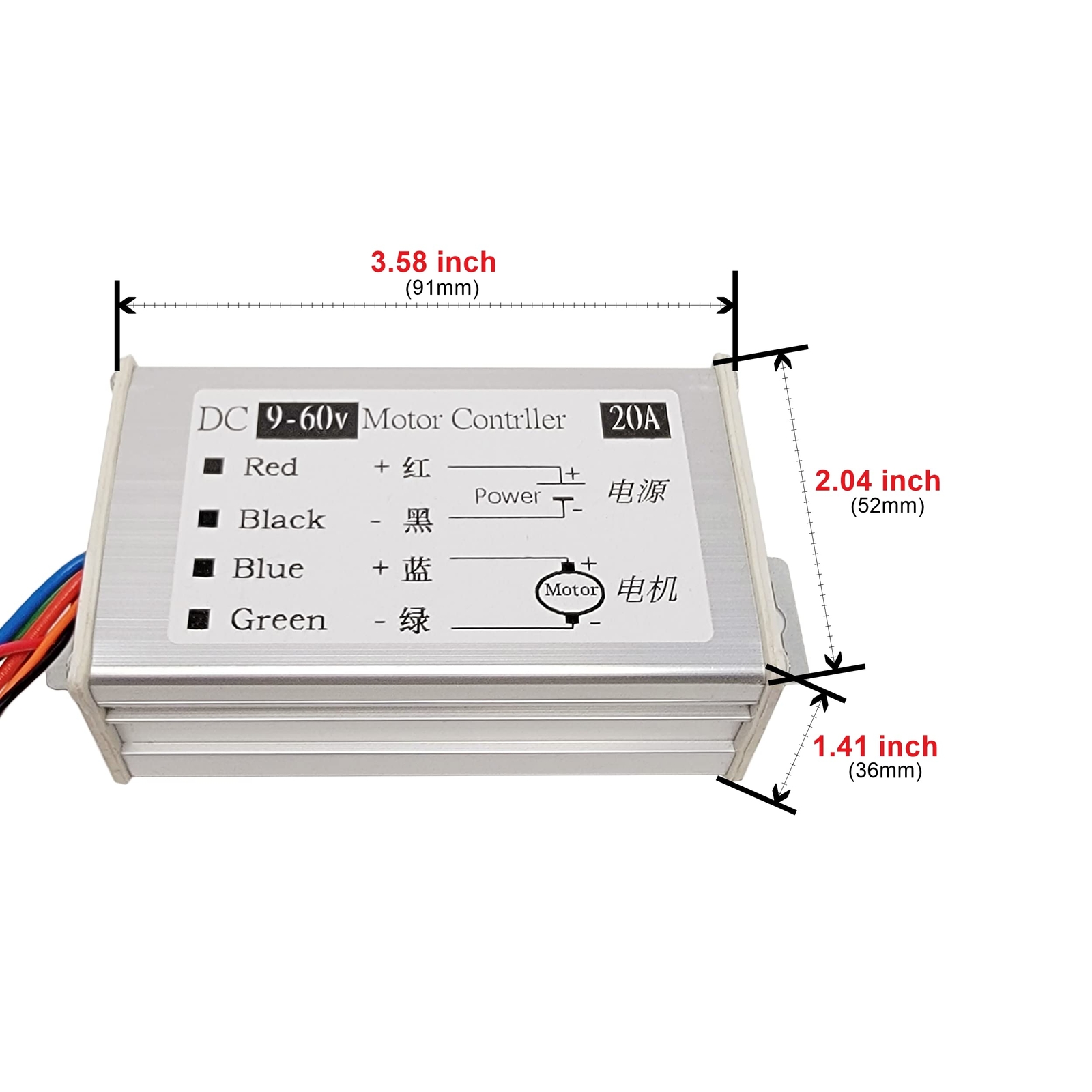 DC Motor Speed Controller 20A 1200W Brush Motor Driver Controls DC 9V-60V 12V...
