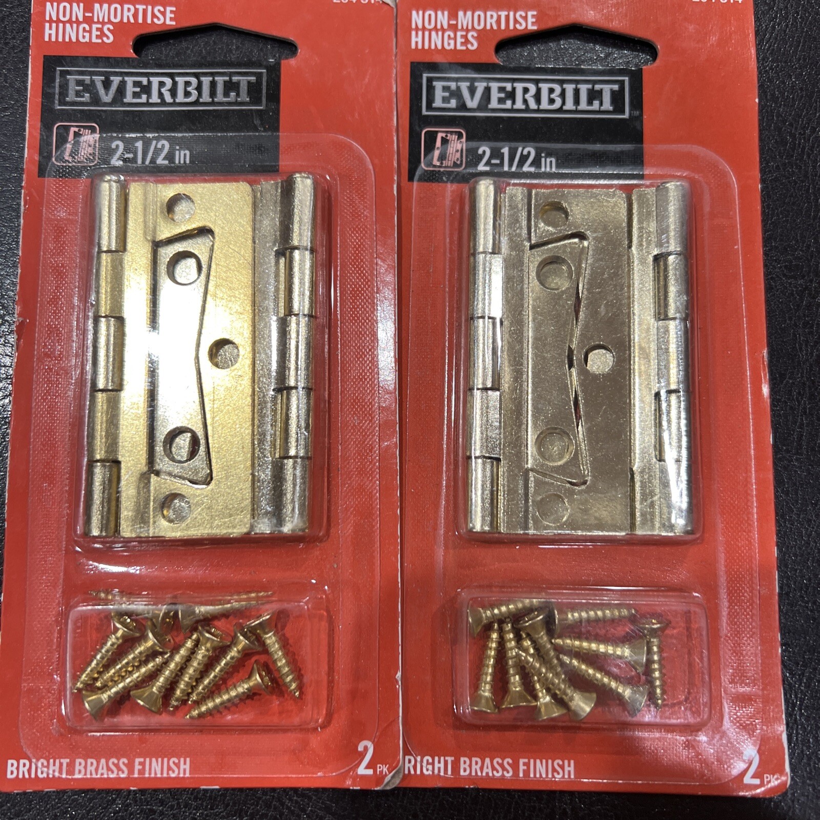 Everbilt Non-Mortise Hinges 2-PK Bright Brass Finish 2 1/2 " 204314 X2 Packs