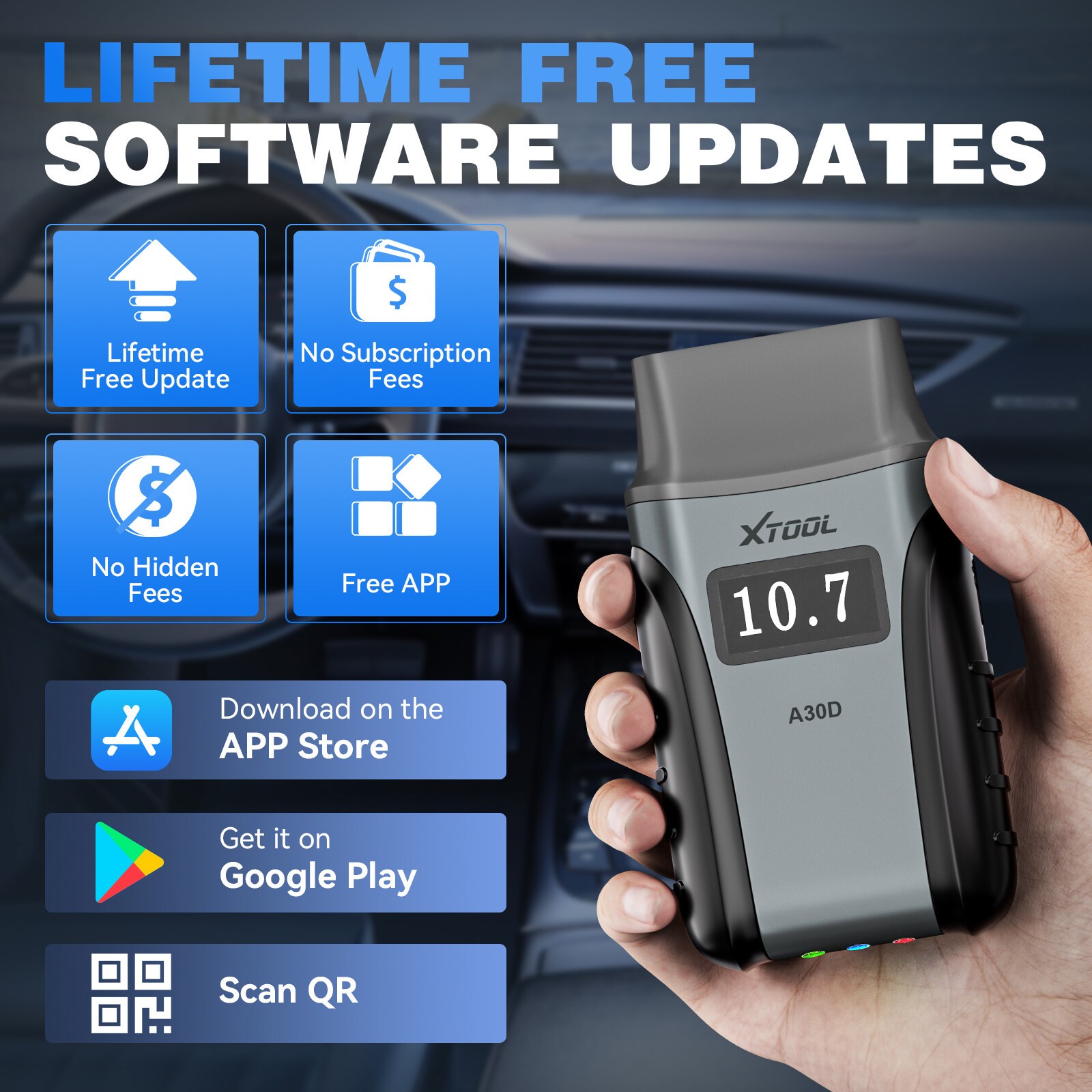 2026 XTOOL A30D V2.0 Bluetooth OBD2 Scanner Full System Diagnostic FCA Autoauth
