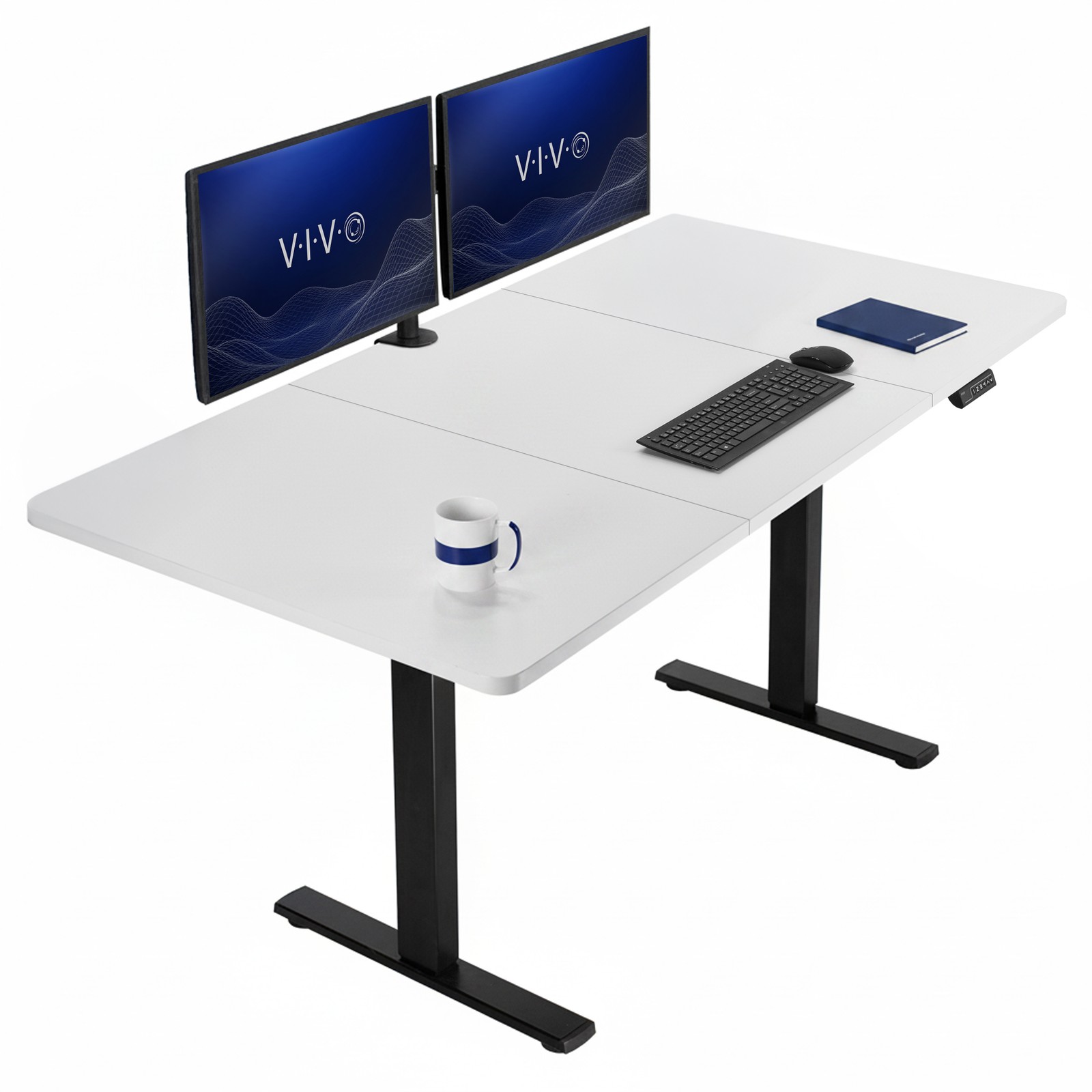 VIVO Electric 71” x 36” Stand Up Desk, White Table Top, Black Frame