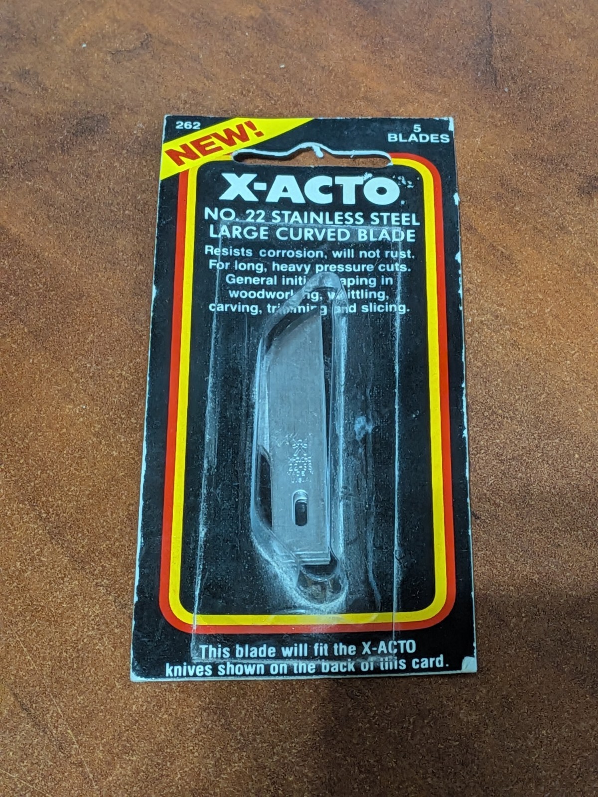 X-ACTO - #262 - No. 22 Stainless Steel Large Curved Blades - 5 Pack - NOS