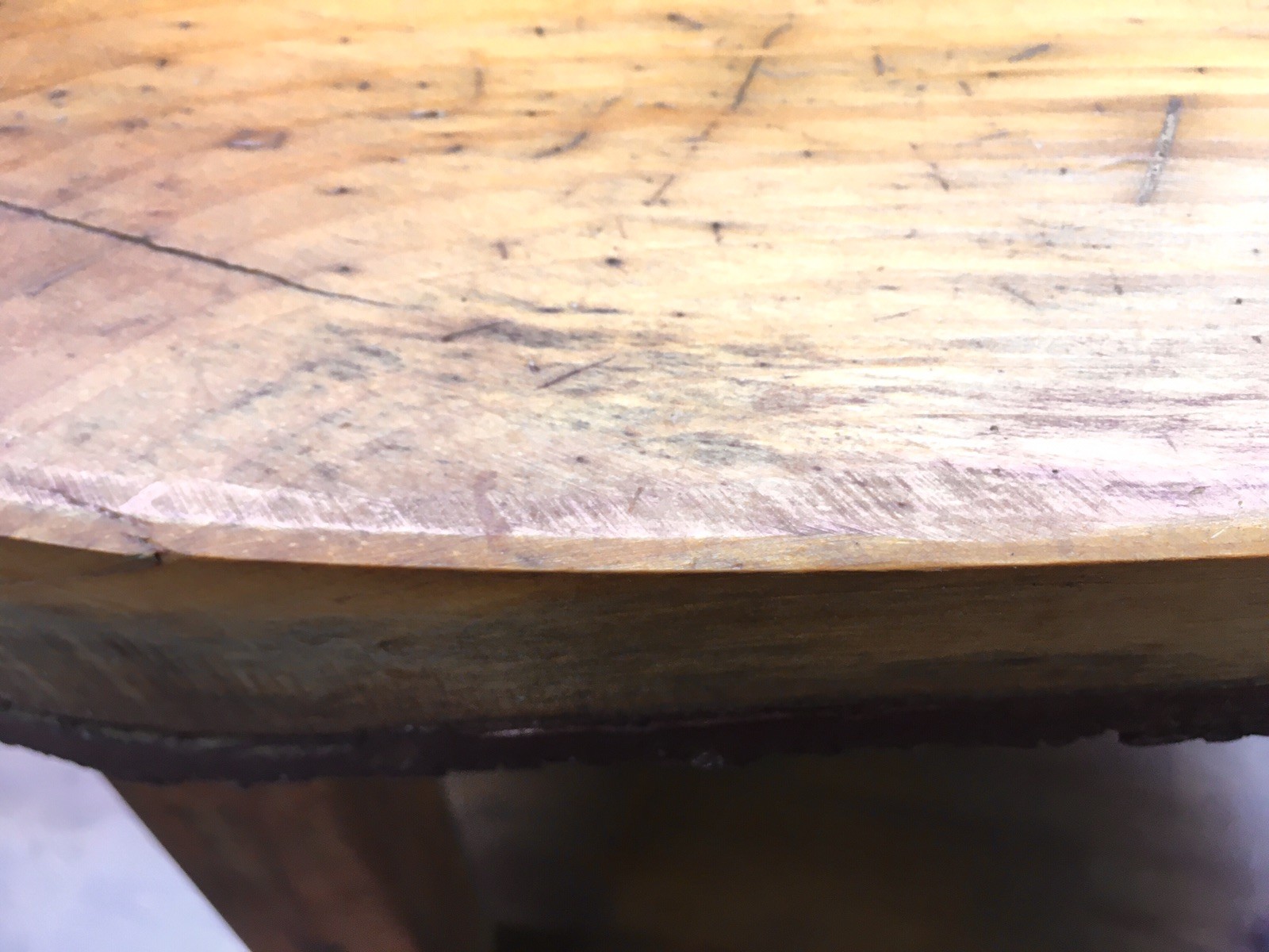Vintage Handmade Primitive Wooden Log Bench Coffee Table w Bark Underside