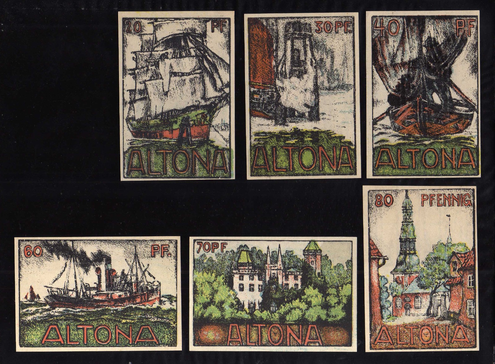 ALTONA - GERMANY NOTGELD -   10, 30, 40, 60, 70, 80 PFENNIG