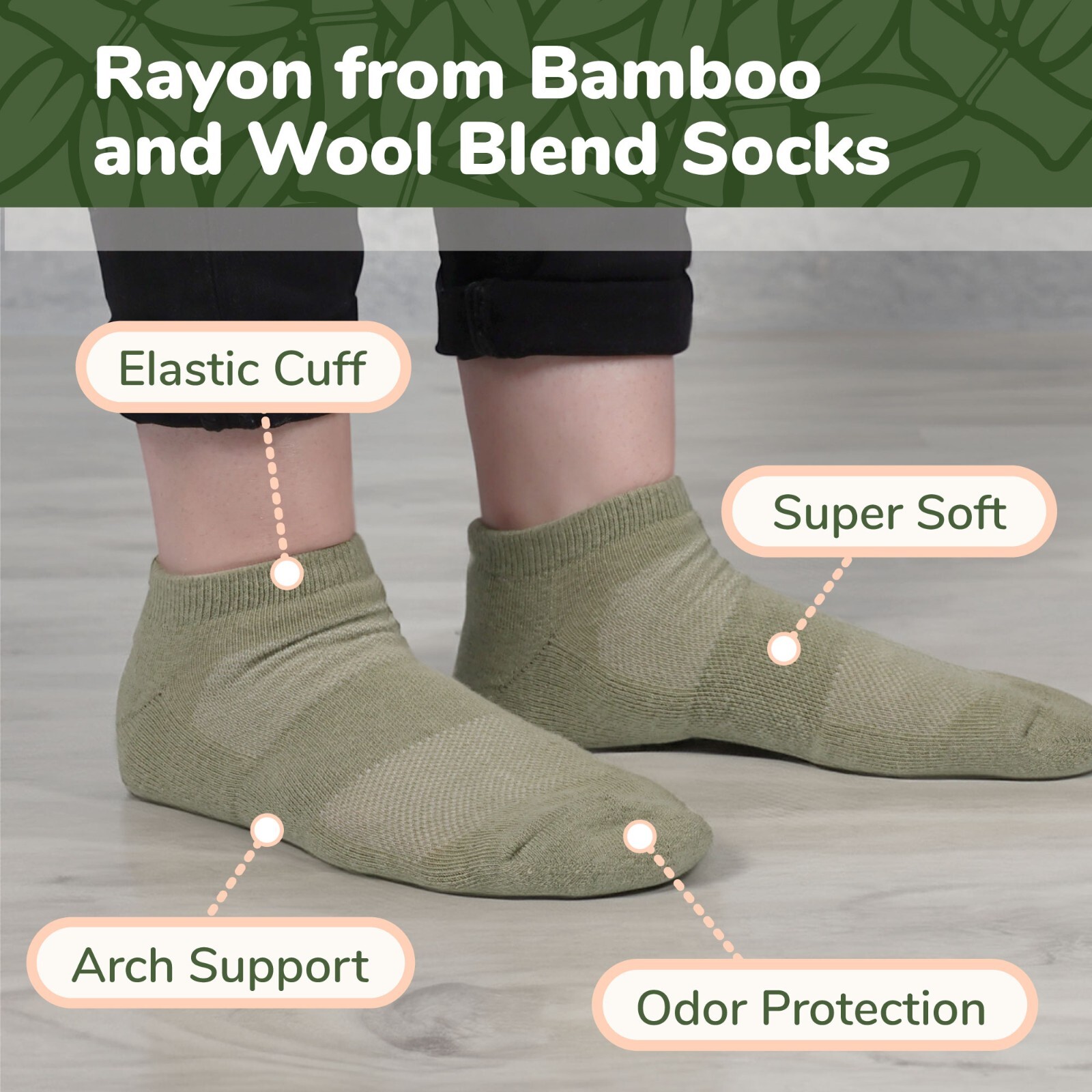 BambooMN Unisex Men Women Rayon from Bamboo Wool Blend Athletic Ankle Socks