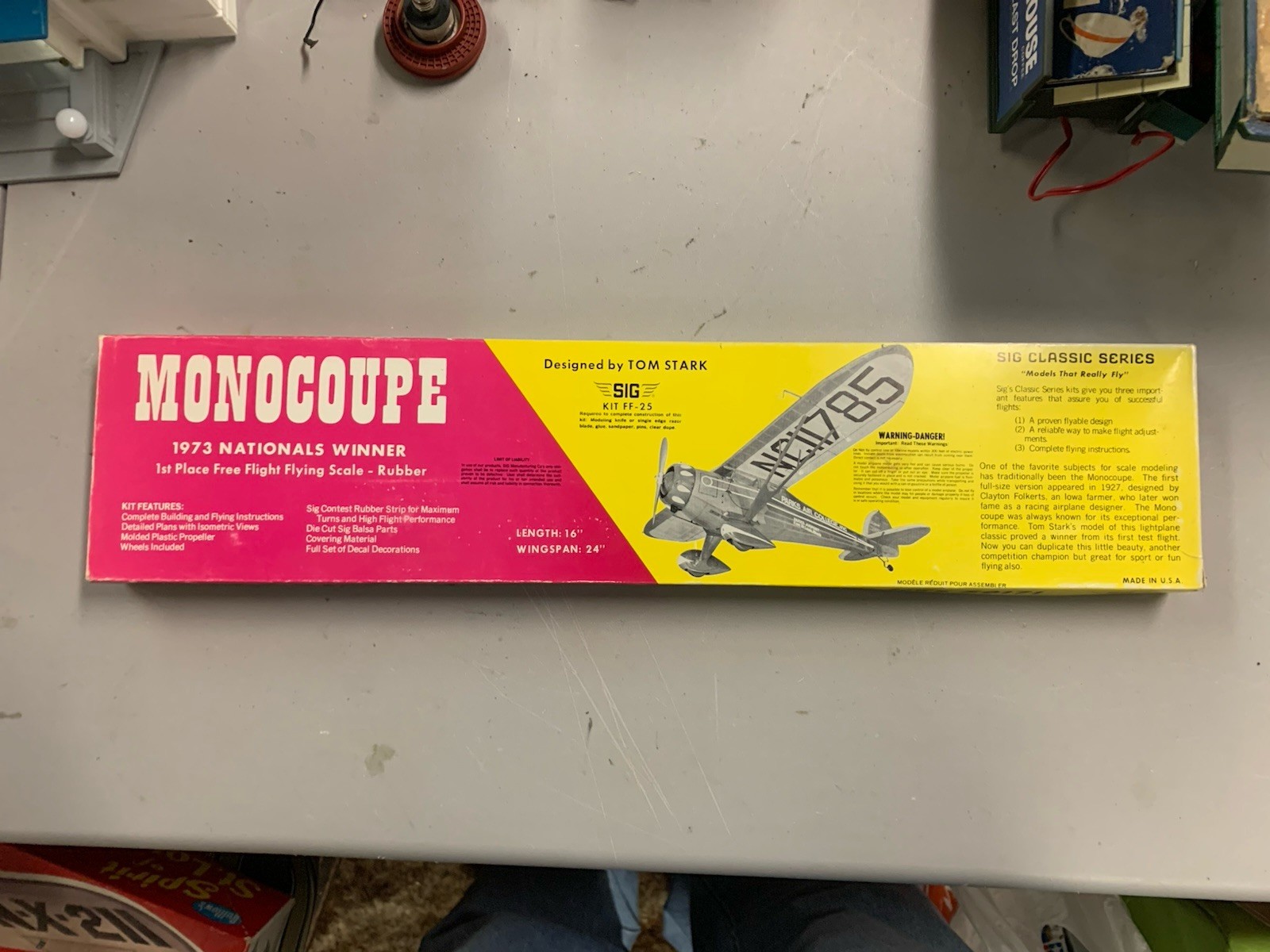 Sig Monocoupe, Rubber Free Flight, 20” W/S, Sealed NEW