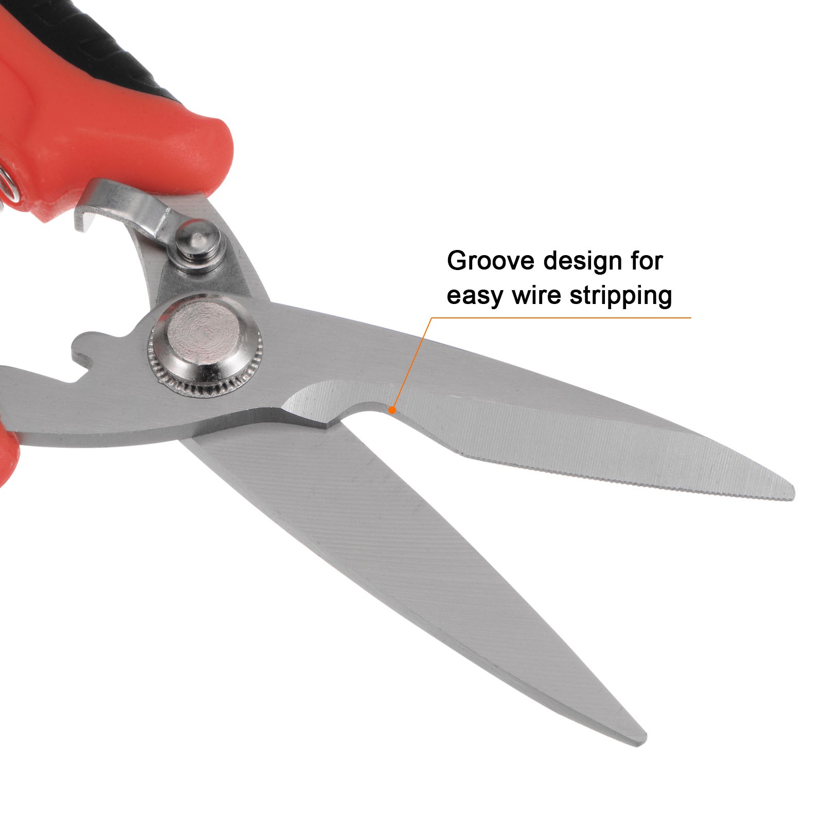 2pcs 8 Inch Industrial Scissors with Black Red Handle