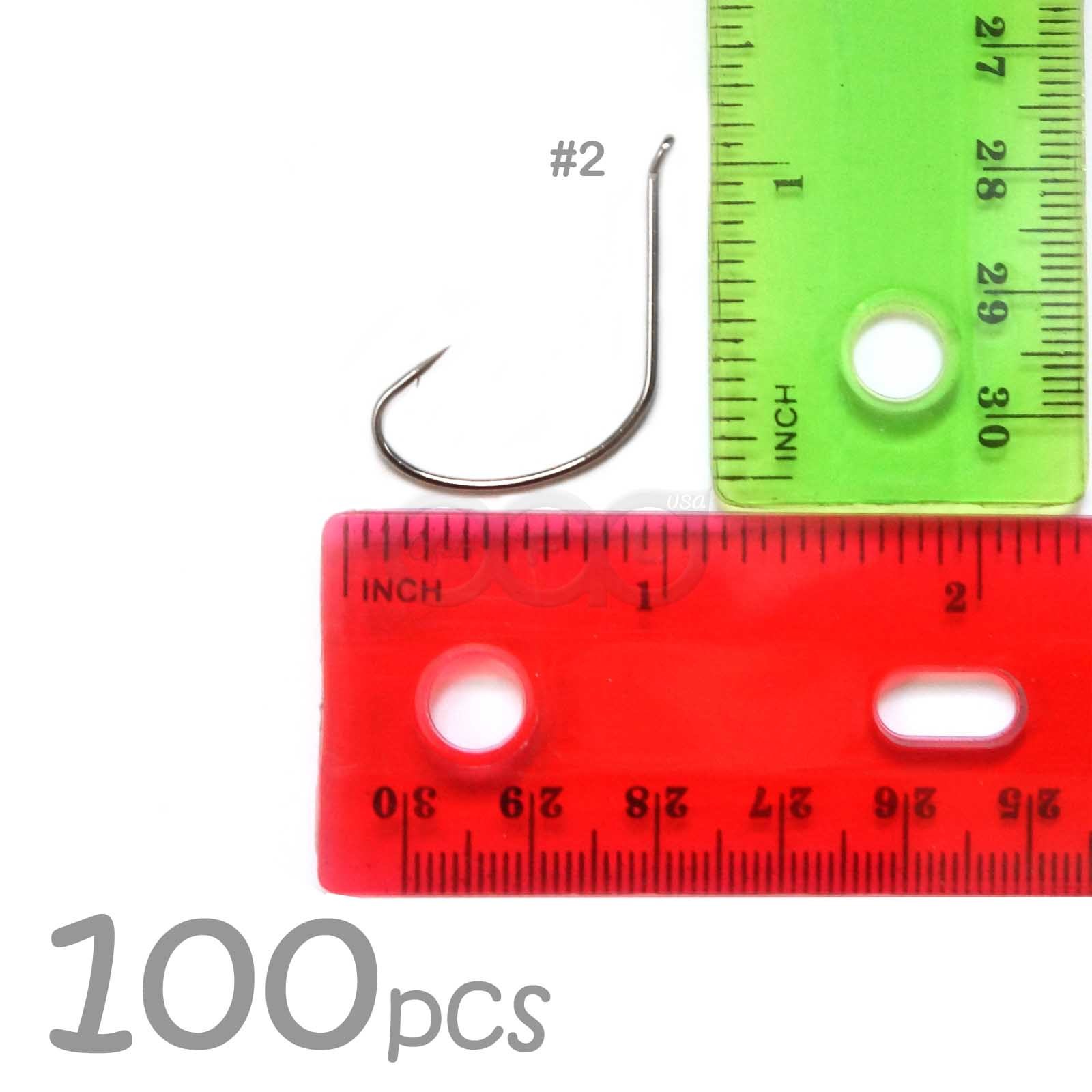 100pcs Size 2 Fishing 2x strong Kahle Hooks Nickel Bulk Pack hi-carbon steel @US
