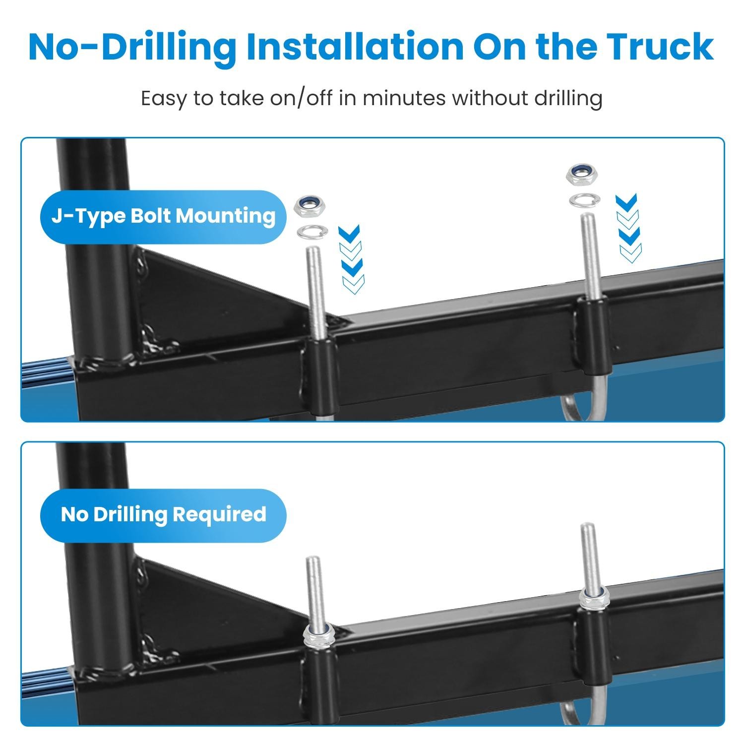 1Pair Extendable Truck Ladder Rack Non-Drilling Pick-up Bed Utility Adjustable T