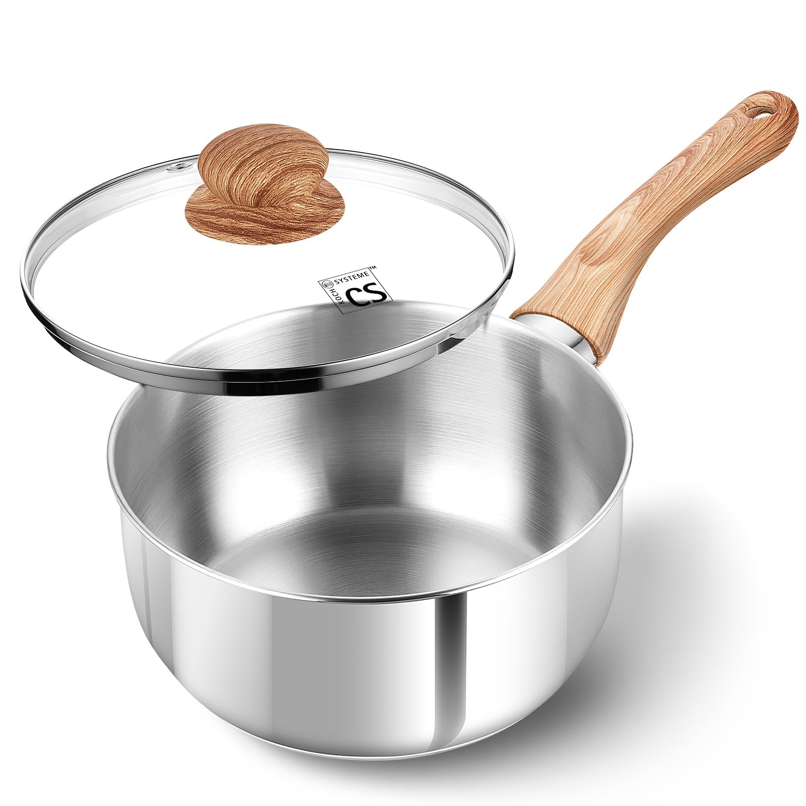 KOCH SYSTEME CS Stainless Steel Saucepan, 2 Quart Saucepan 2 Quart, Silver