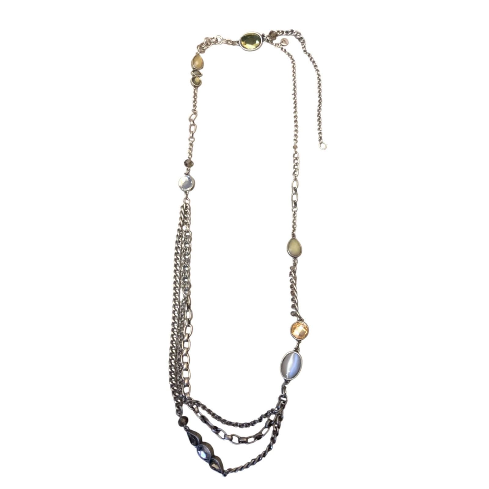 LOFT Silvertone Gray Bead Scoop Chain Necklace