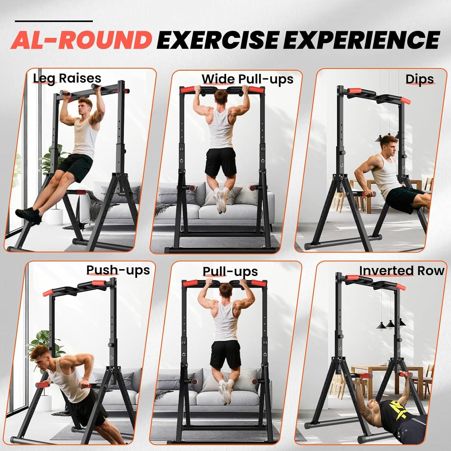 Power Tower Pull Up Bar Free Standing, Adjustable Foldable Pull Up Station, H...