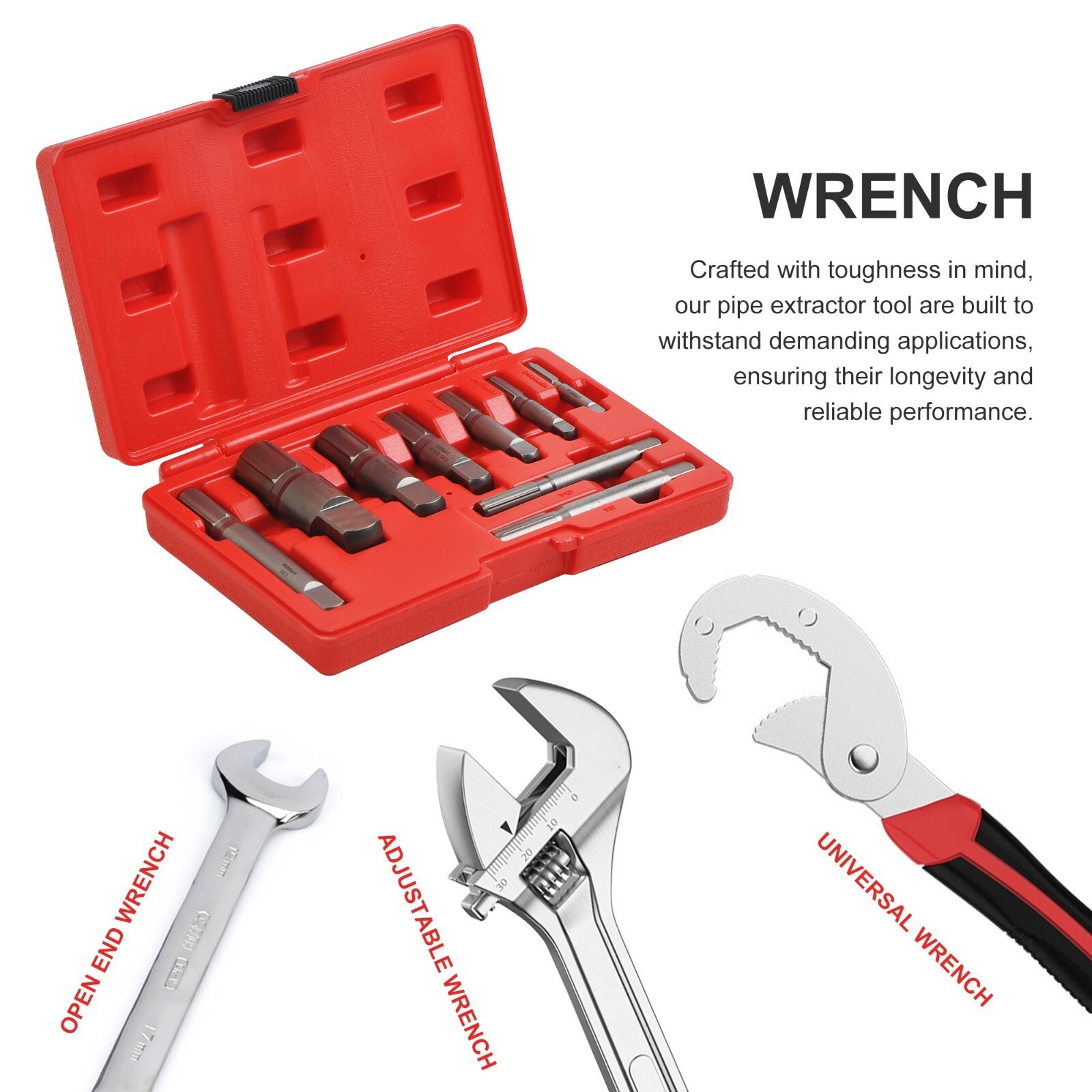 9 Piece Pipe Extractor Set Broken Pipe Extractors 1/8 to 1 Inch Size Range