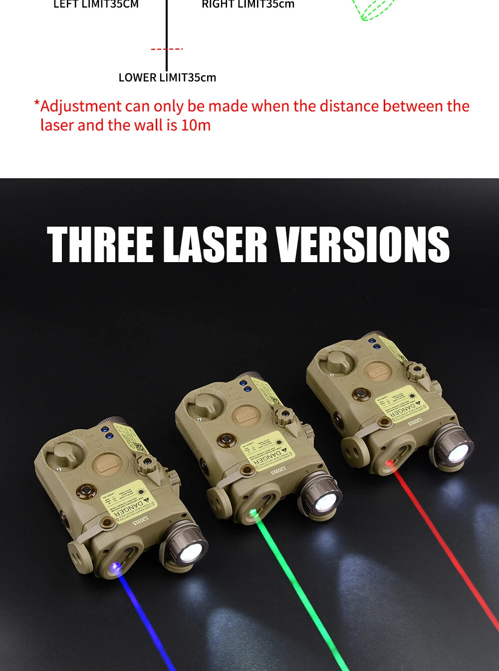 Airsoft UHP PEQ 15 Green Blue Laser Indicator Strobe Flashlight IR Fill Light