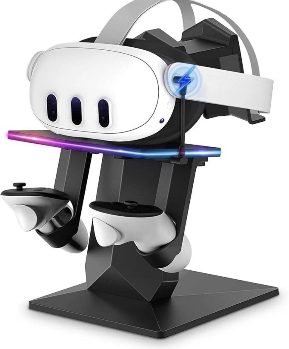 RGB Charging Dock Stand for Meta Quest 2/3/Pro Headset and Controllers, Black