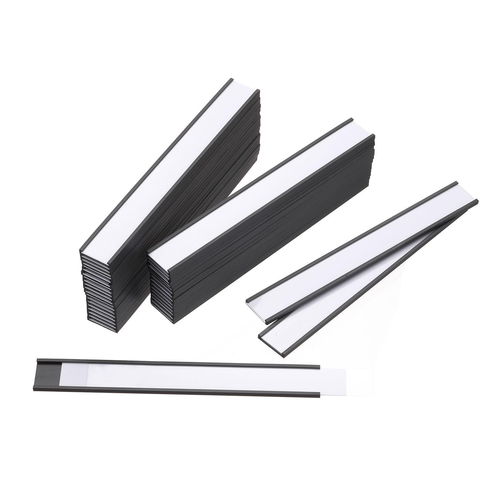 60pcs Label Holders 0.75" x 6" C Channel Rubber Magnetic for Metal Shelves