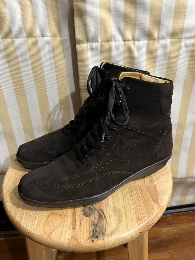 Salvatore Ferragamo Brown Suede High Top Sneakers Men's 6.5 US7.5 EE Excellent