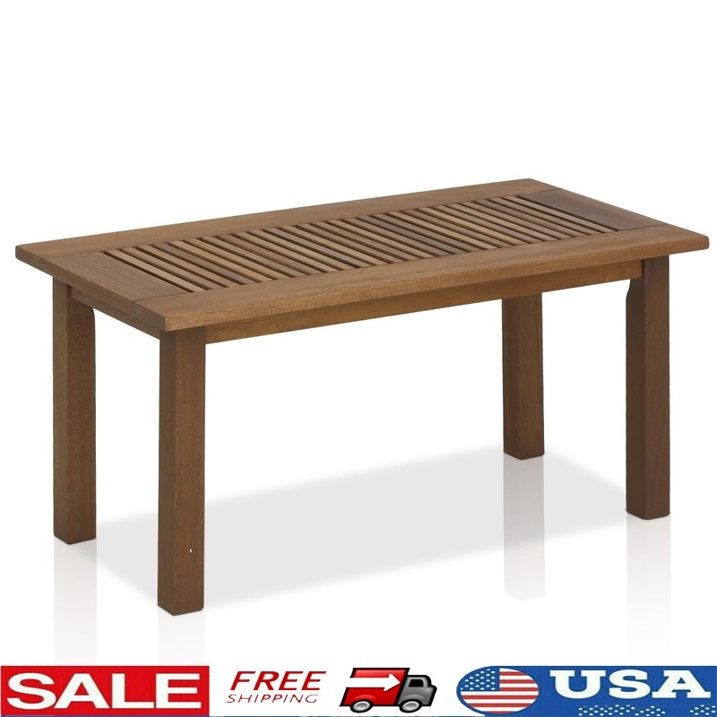 Outdoor Natural Hardwood Coffee Table Water Resistant Garden Patio Furniture New