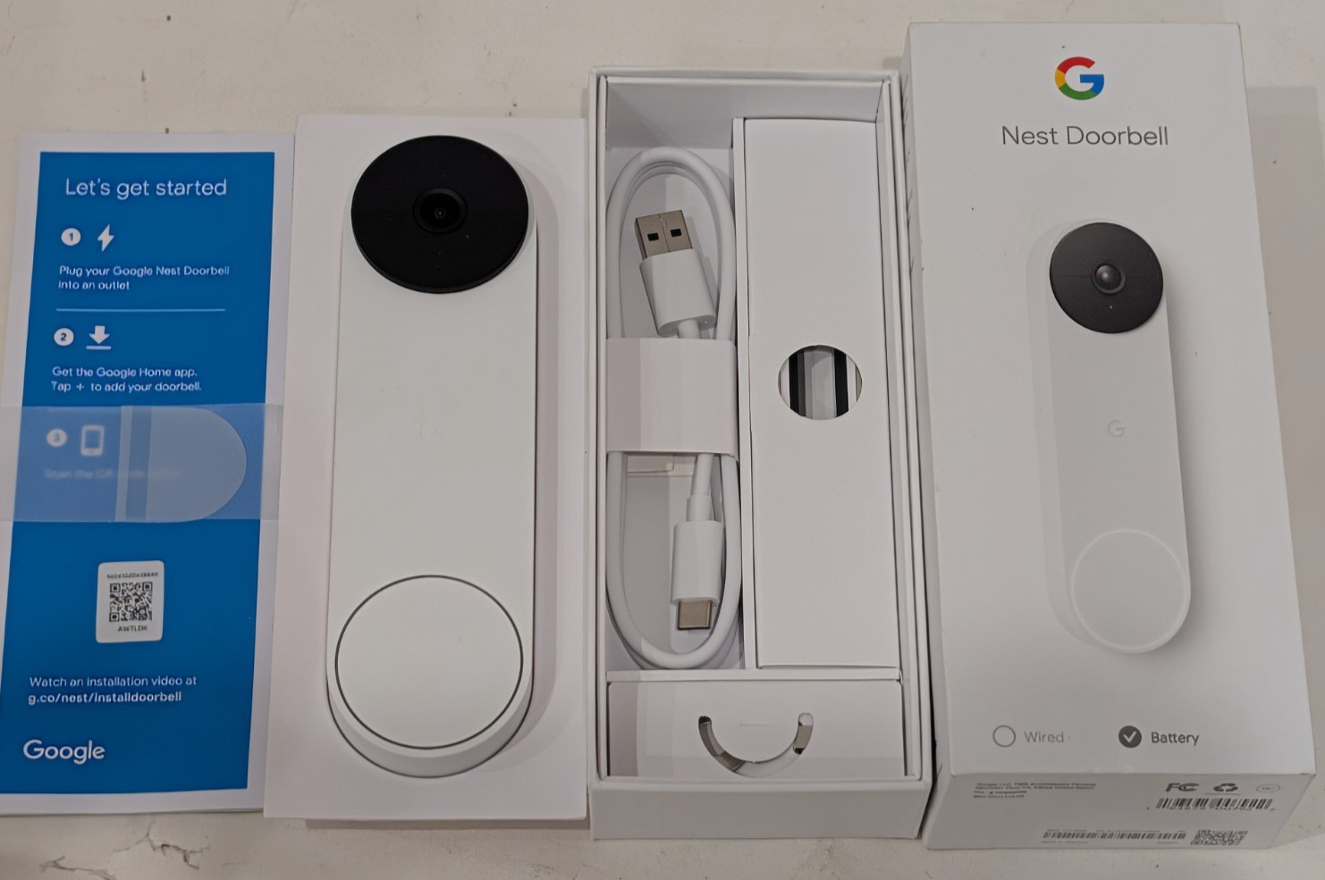 New Google - Nest Wi-Fi Video Doorbell - Battery Operated - Snow