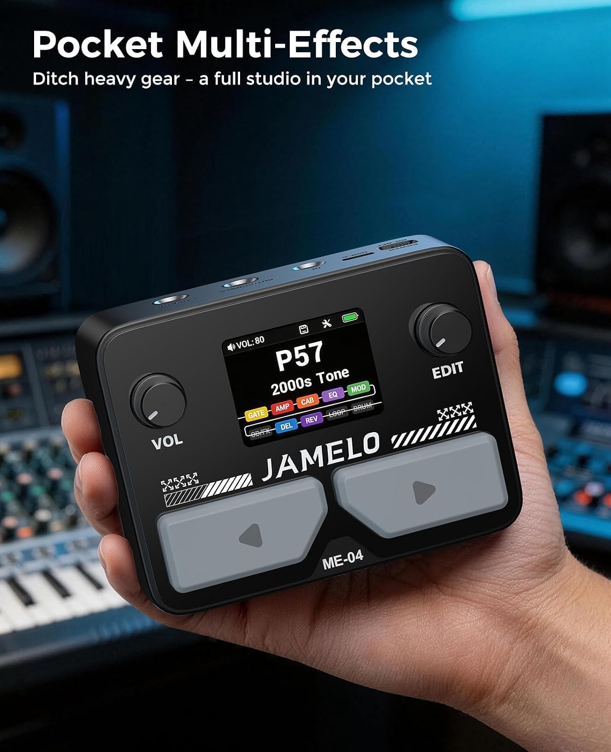 Pocket Guitar Multi Effects Pedal, with 125 Effects, 99 Presets, 30 Amp Modeling