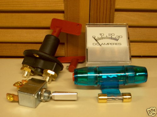 Wind Generator Turbine STOP SWITCH & AMMETER & BATTERY DISCONNECT & AGU FUSES