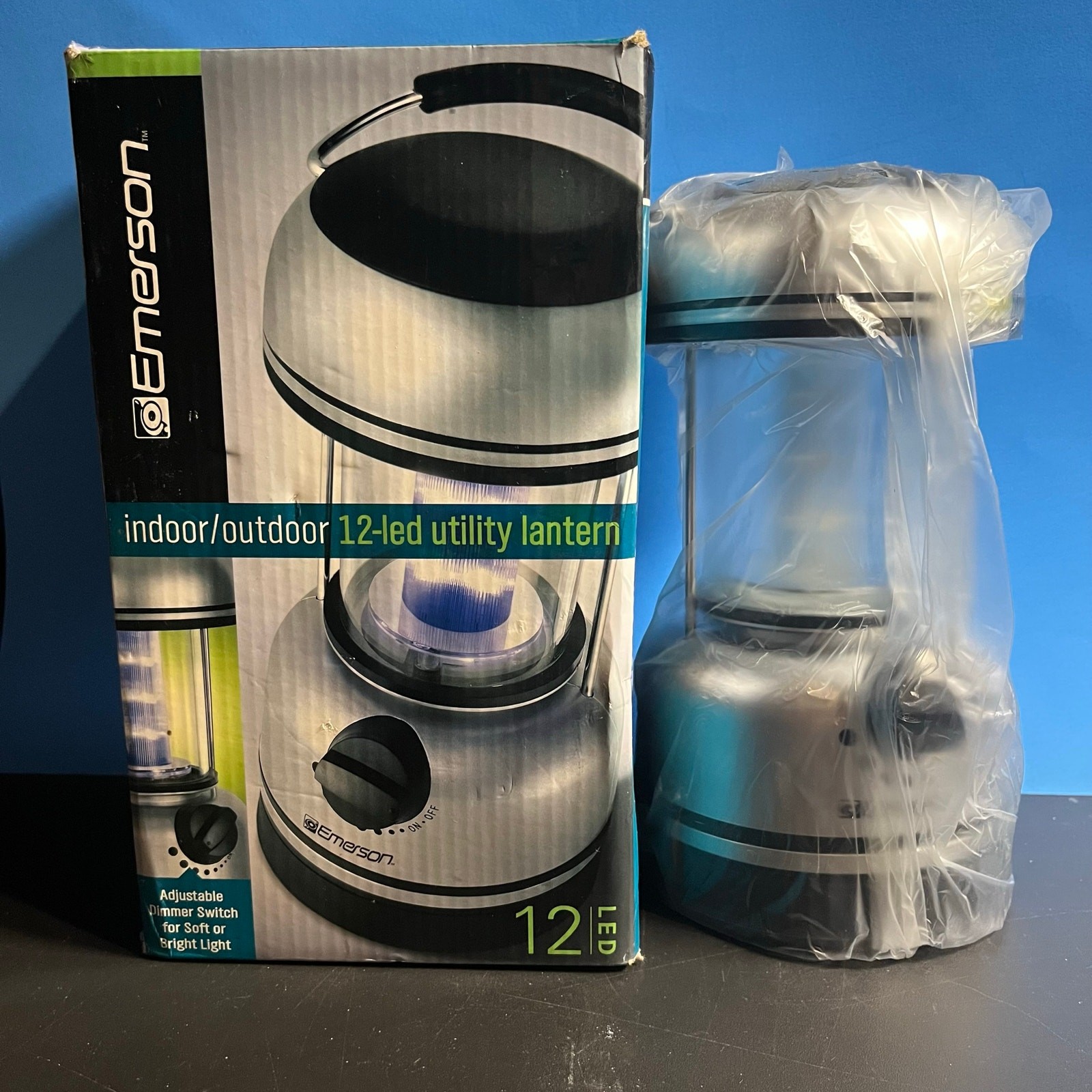 Emerson Indoor Outdoor Utility Lantern – 12 LED Lights – Battery/AC Powered