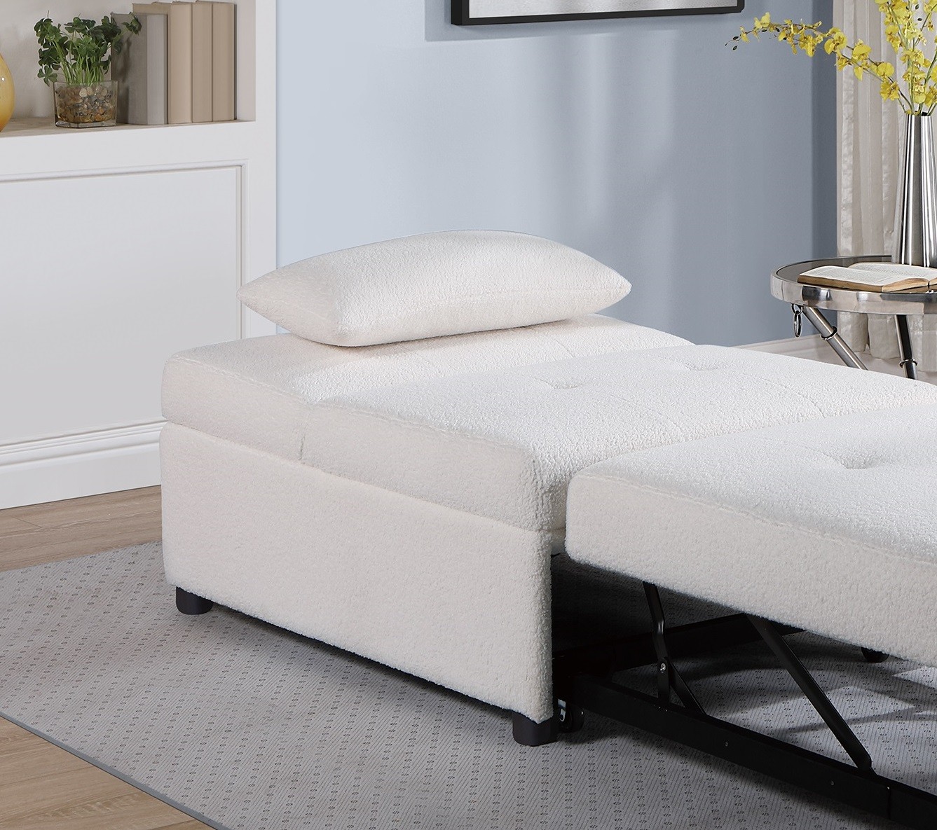 Contemporary White Color Sleeper Sofa Chair Pillow Plush Tufted Seat 1pc Convert