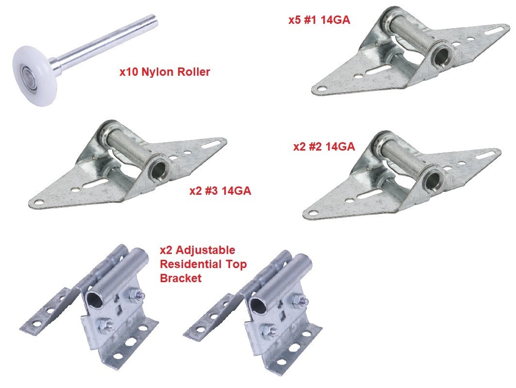 Garage Door TuneUp Kit for 9" x 7" and 8" x 7" Hinges Top Bracket Quiet Rollers