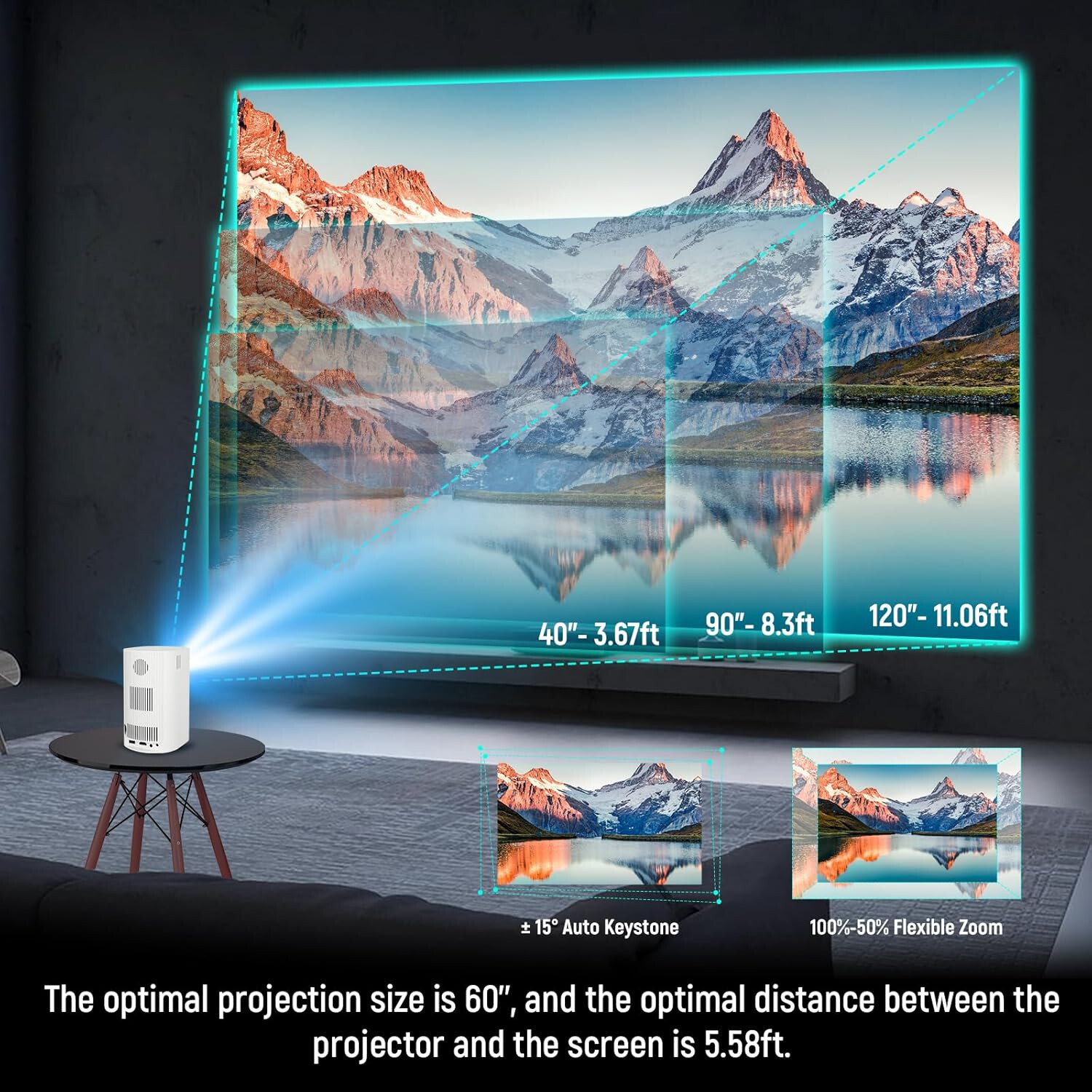Open Box - Fearwiky Mini Projector with WiFi and Bluetooth, Portable Projector 4