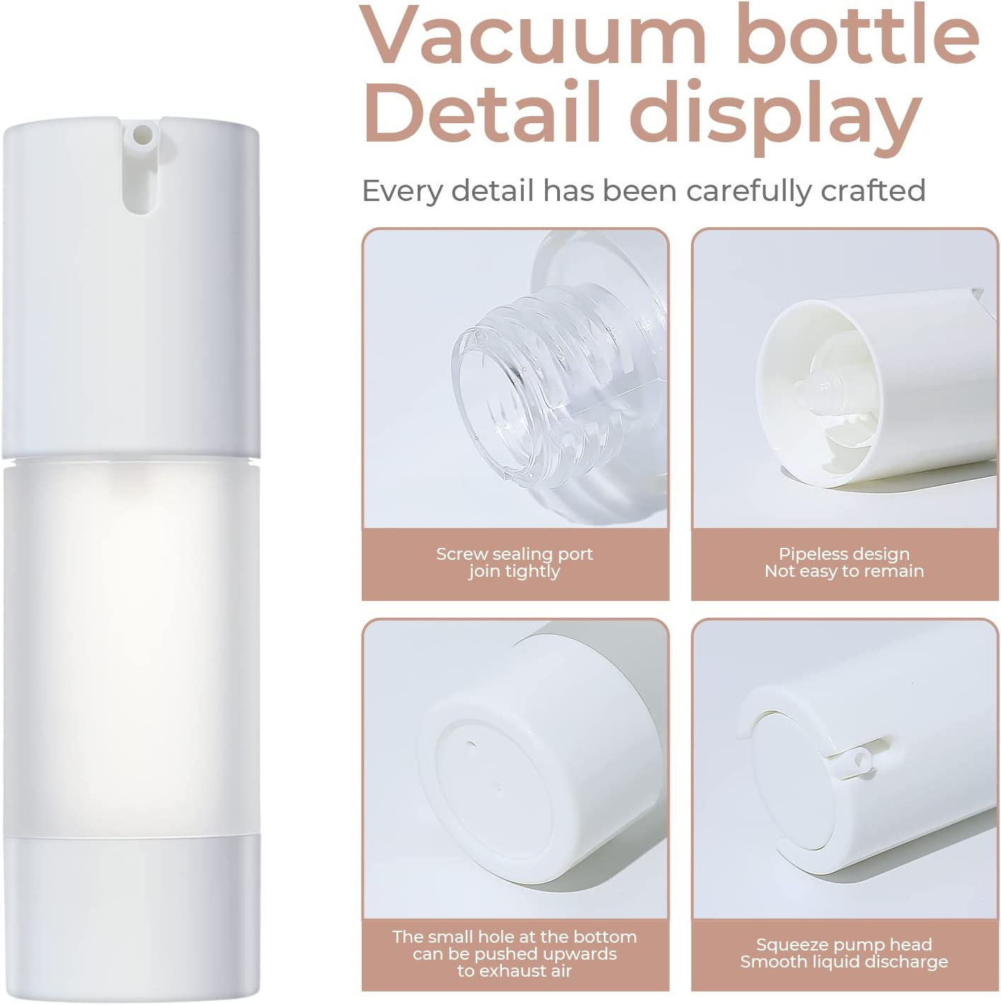 3Pcs Empty Refillable Airless Pump Bottle,Travel Foundation Containers,Airless C