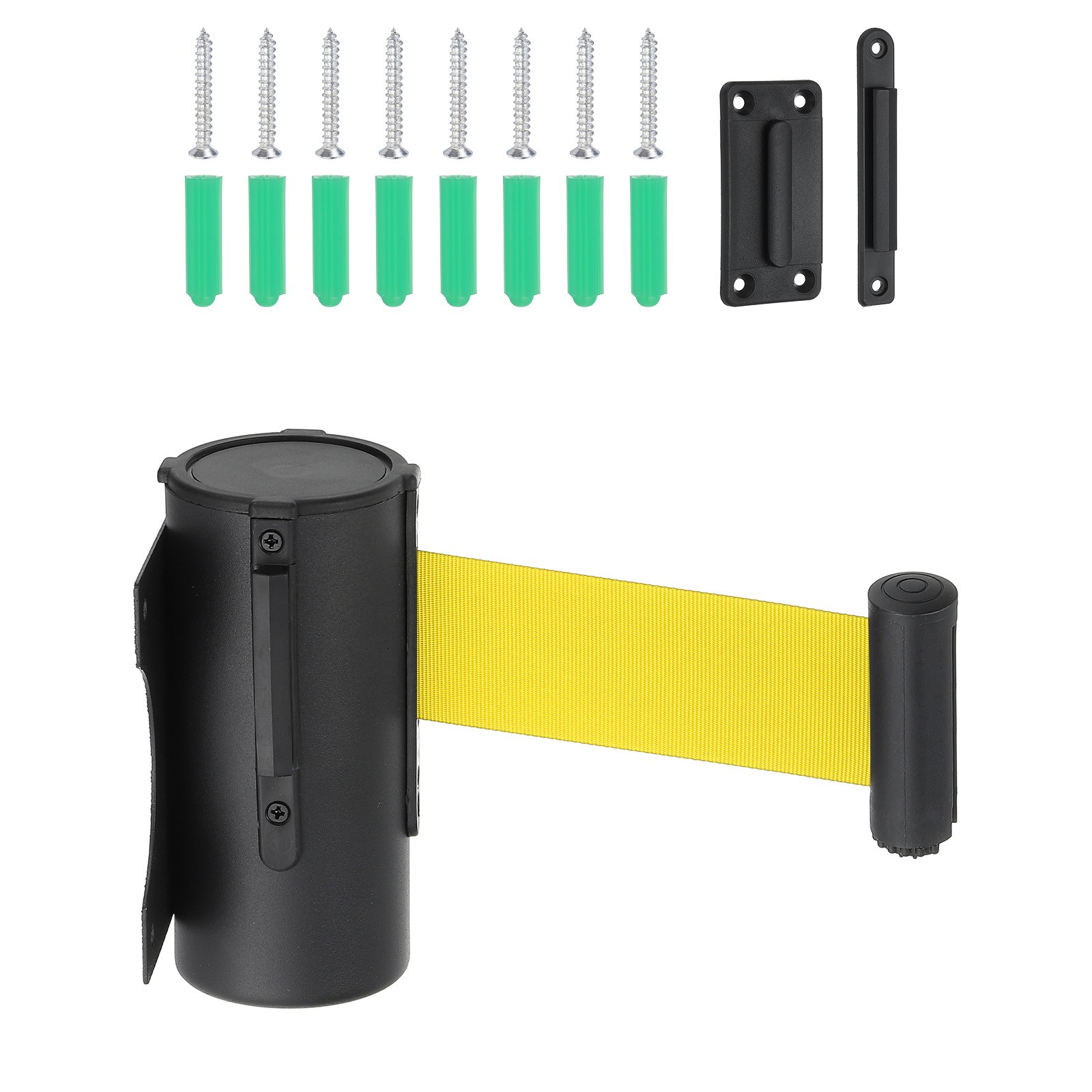 9.84 Feet Wall Mount Retractable Belt Barrier,Black/Yellow