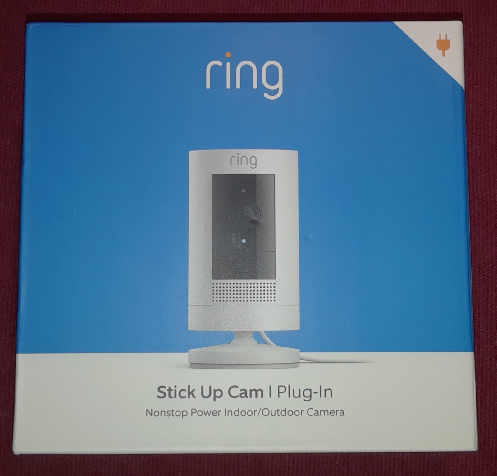Ring Stick Up Cam Plug-In, Weather-Resistant Outdoor Camera, Live View, Color Ni