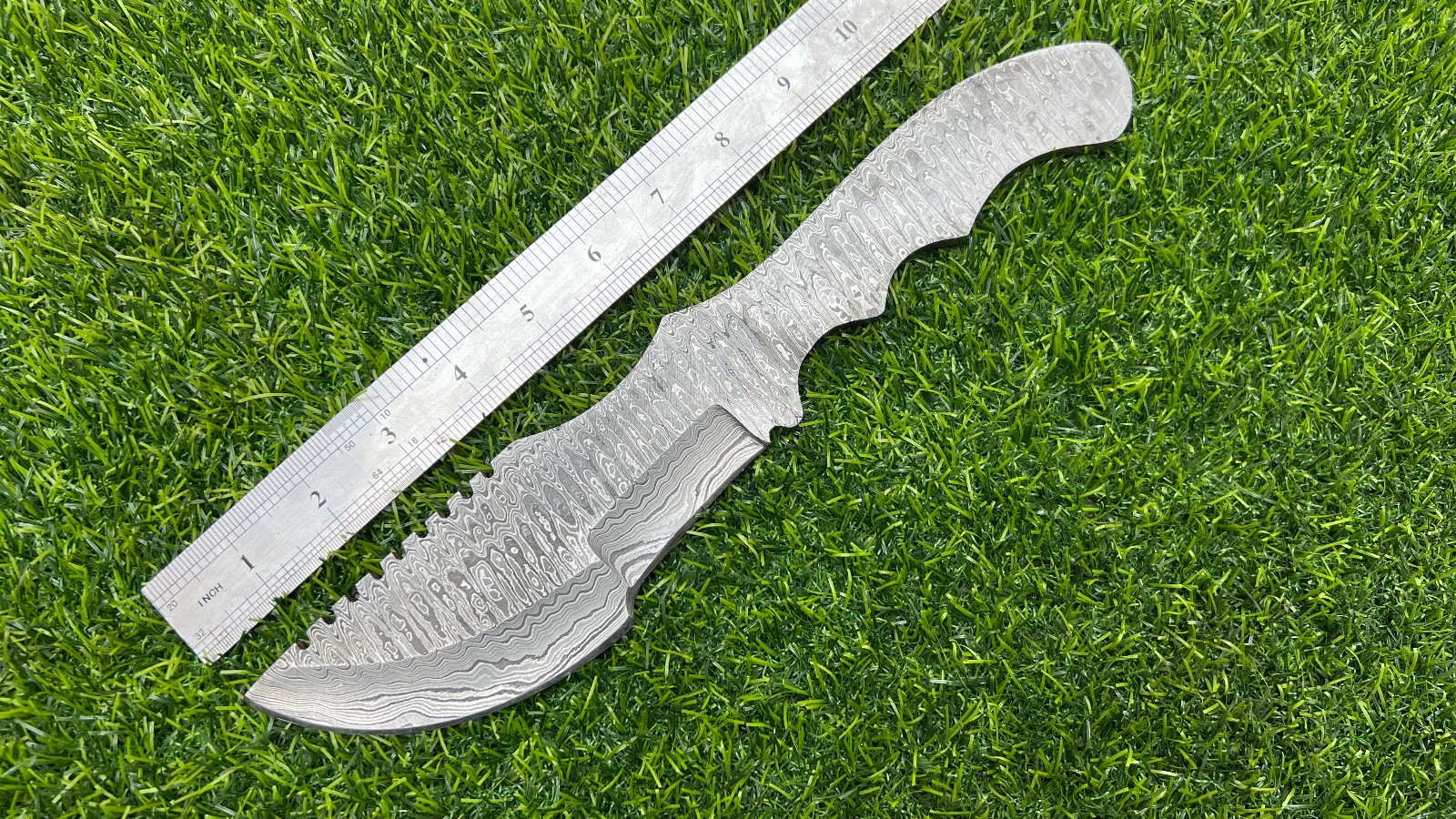 11''Handmade Damascus Steel Hunting Knifemaking Tracker Blank Blade Knife