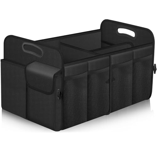 Car Trunk Organizer, Trunk Storage Organizer with 72L Capacity Large Black